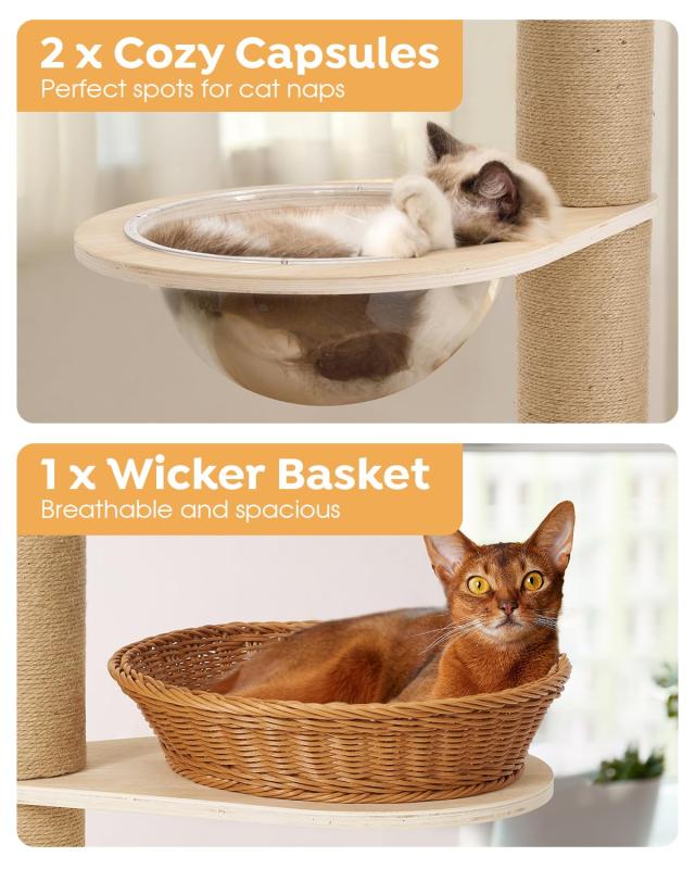 Veehoo キャットタワー 突っ張り キャットタワー シングル キャットタワー 突っ張り 猫タワー 省スペース 高さ235~278 cm、270~313 cm 全の通販は