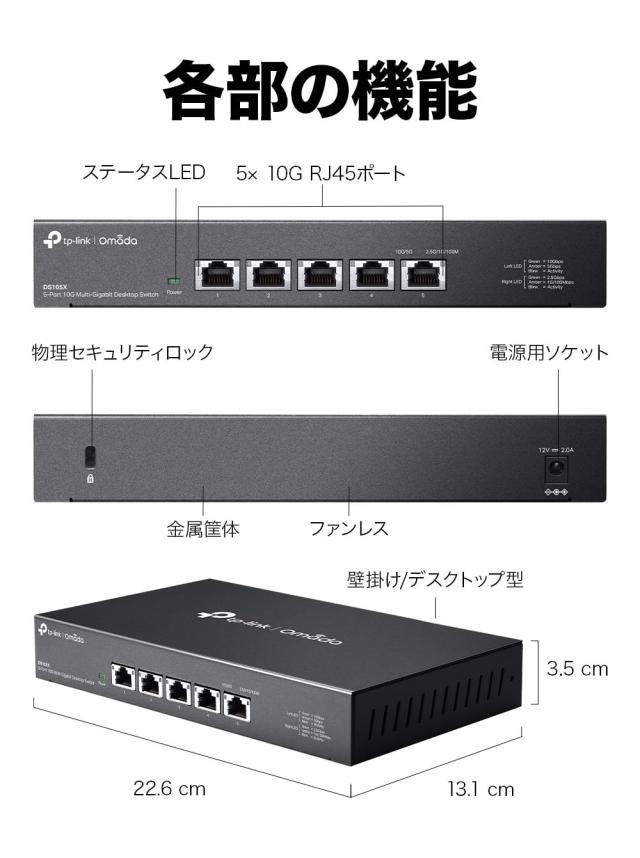 【ネット限定】 TP-Link 5ポート 全ポート10G対応 10G マルチギガビット アンマネージ プラグ＆プレイ Omada対応 スイッチングハブ_4