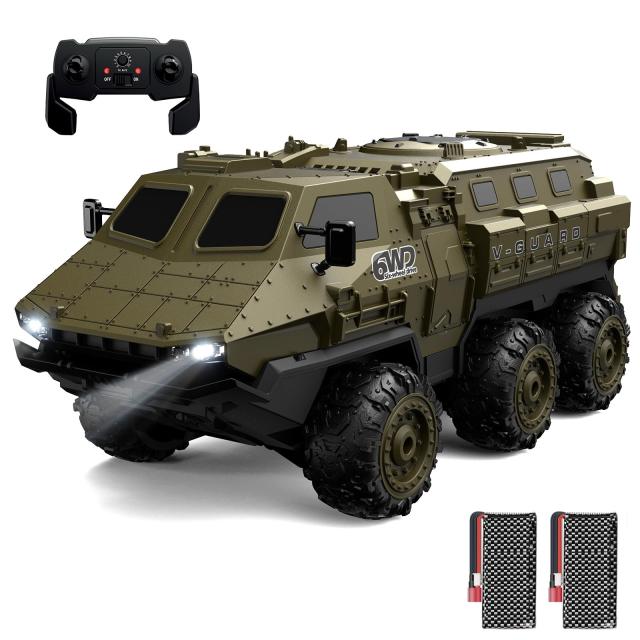 DEERC ラジコンカー ミリタリー 装甲車 6WD RTR 全地形対応 滑り止めタイヤ 低電？アラーム 360°回転 無段階制御 全方位走行 1/16スケー