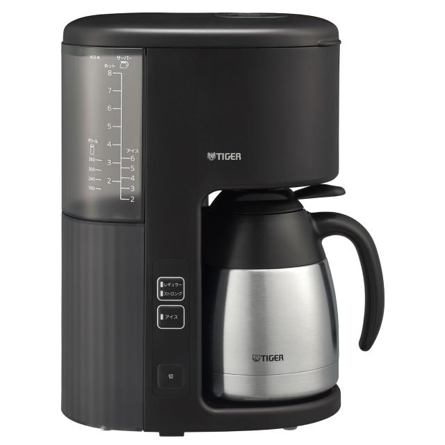 タイガー魔法瓶(TIGER) コーヒー 大容量8杯用 真空ステンレスサーバー アイスコース抽出可能 グレイッシュブラック ACE-N080KG