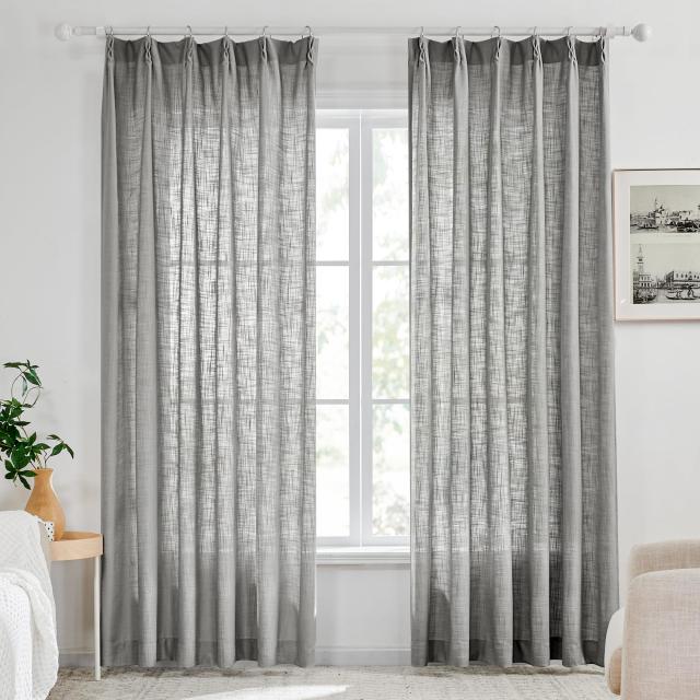 Deconovo カーテン レースカーテンりんネット生地 幅100cm丈200cm グレー 2枚組 厚地 防音 省エネ 昼夜目隠しUVカット 外から見えにくい 5,098円