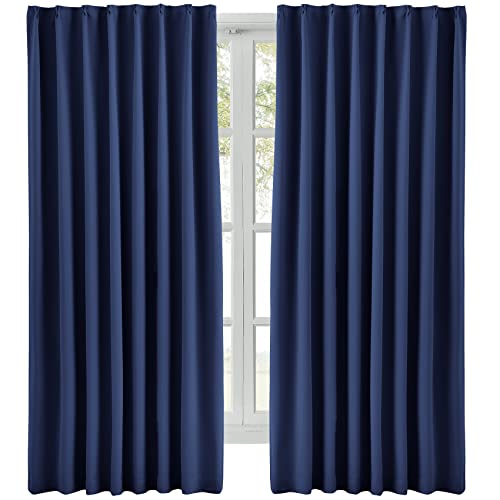 Hansleep カーテン 1級遮光 幅150cm×丈135cm 2枚組 ネイビー 断熱 防寒 防音 省エネ 厚手 無地 おしゃれ 洗える 寝室 リビング用 (ネイの通販は