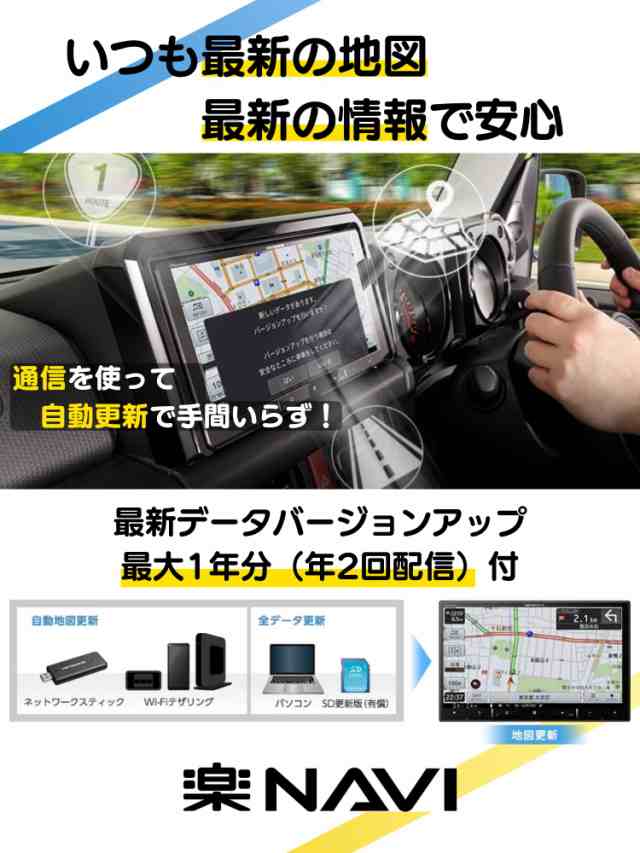 Pioneer カーナビ AVIC-RW721 楽ナビ 7インチ 200mmワイド HD画質 IPS 無料地図更新 フルセグ Bluetooth HDMI カロッツェリア