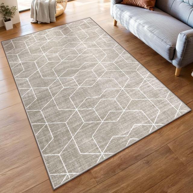 HAOCOOラグ カーペット 140х200cm 1.5畳 洗える 北欧風 おしゃれ ホットカーペット対応 滑り止め 幾何 床保護 防音 寝室 リビング シェの通販は 6,748円