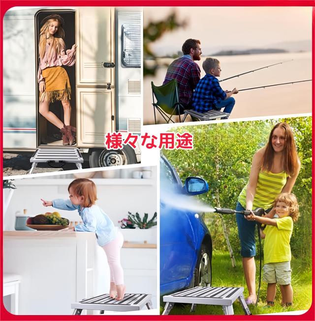 Tappros 踏み台 ステップ 折り畳み アルミ 天板480MMX300MM 持ち手付き 軽量 コンパクト 耐荷重150KG 耐久 頑丈 滑り止め 安定 収納便利_6