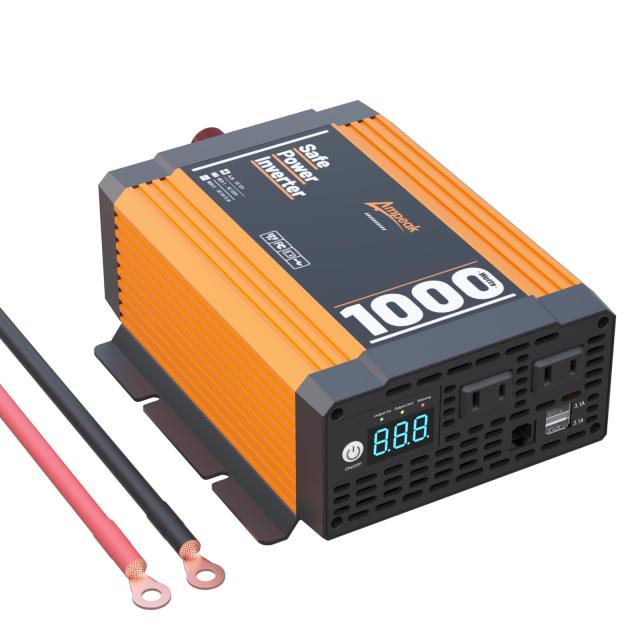 Ampeak高効率インバーター 1000W出力 12V専用 修正波 88%変換効率 DC12VをAC100Vに変換 USB-A＆AC100V対応 2つの冷却ファンで安定稼働 8種