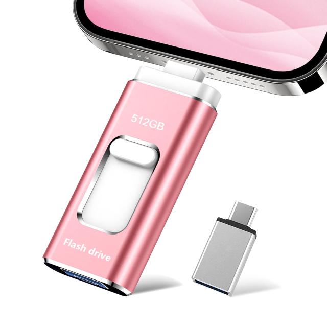 4in1 iPhone usbメモリー フラッシュドライブ : 専用アプリ不要4in1 Phone対応 USBメモリ128GB 高速