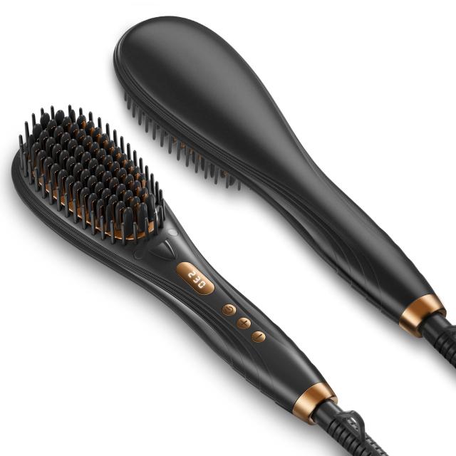 ストレートブラシ ブラシアイロン 【80℃〜230℃温度調節＆マイナスイオン機能】 ヘアアイロン LEDパネル 静電気防止 火傷防止 16段階温度 6,493円