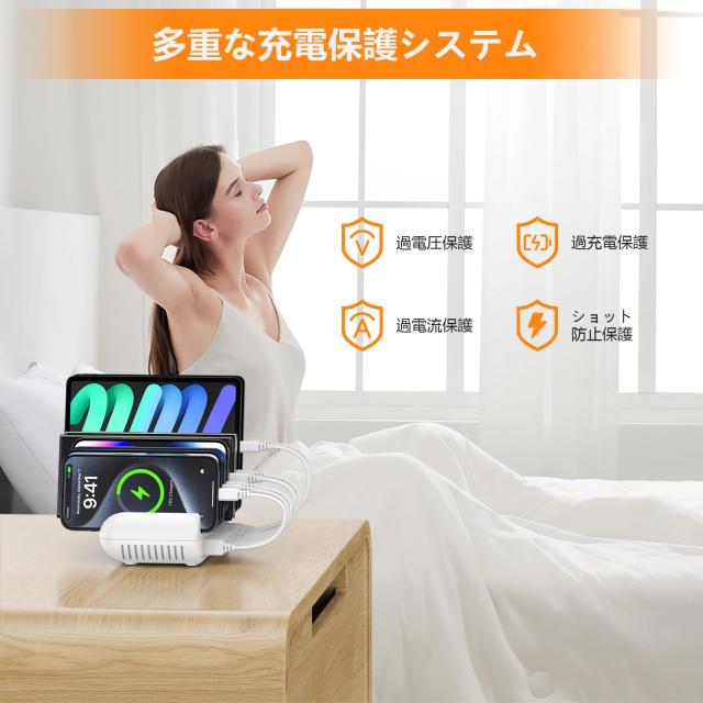 USB充電ステーション 8ポート 65W 【4*PD＆4*USB A】卓上充電スタンド