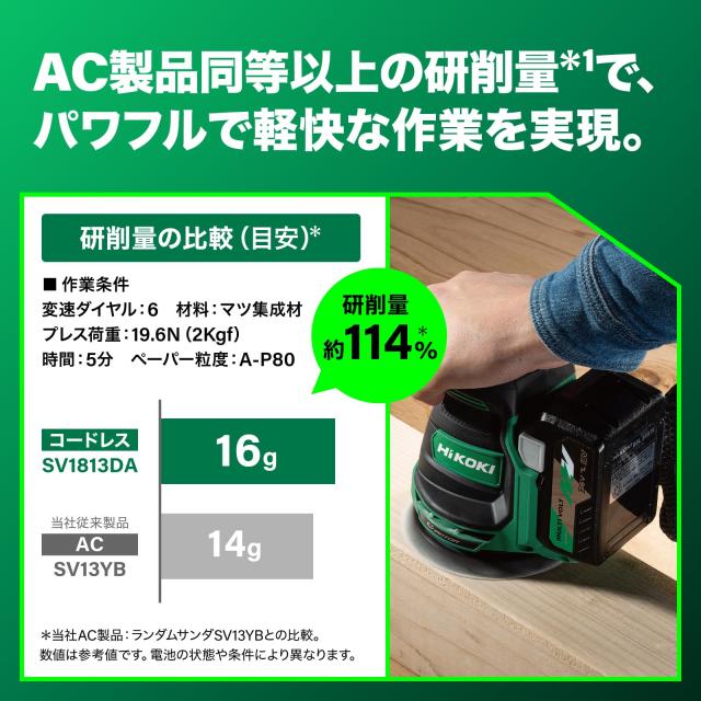 HiKOKI(ハイコーキ) 18V 充電式 ランダムサンダー 125mm 新型蓄電池・充電器付 SV1813DA(XPZ)_2