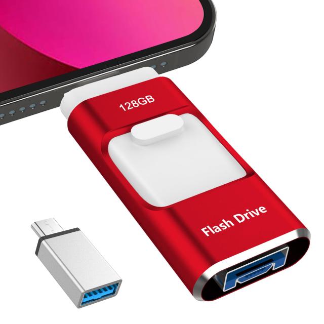 【専用アプリ不要】4in1 i Phone対応 USBメモリ 128GB アプリ不要 データ移行 usb スマホ 写真データ保存 iOS/USB/Type-C/Micro USB搭載 の通販は 5,055円