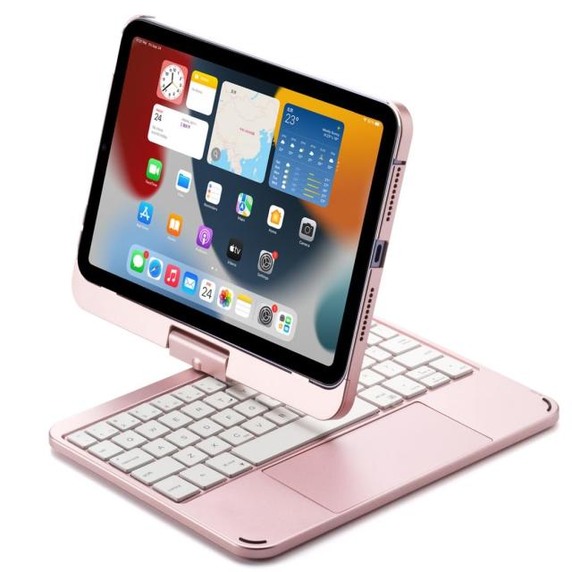 kaidisen 360度回転 対応 iPad mini A17 Pro適合 キーボード iPad Mini 第6世代適合 キーボードケース タッチパッド バックライト付き 折