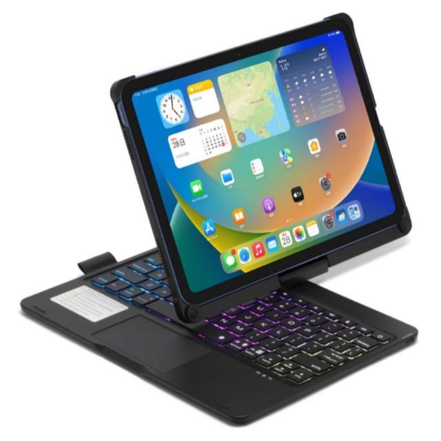 360度回転 2022 iPad 第10世代 10.9インチ/ 2025 iPad A16 (第11世代 11インチ) キーボードケース タッチパッド バックライト付き 折りた
