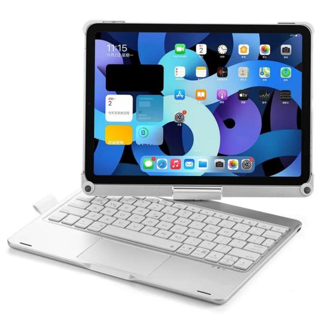 360度回転 iPad Air 11インチ M4/M3/M2用, iPad Air 第5/4世代 10.9インチ用の キーボードケース タッチパッド バックライト付き iPadPro