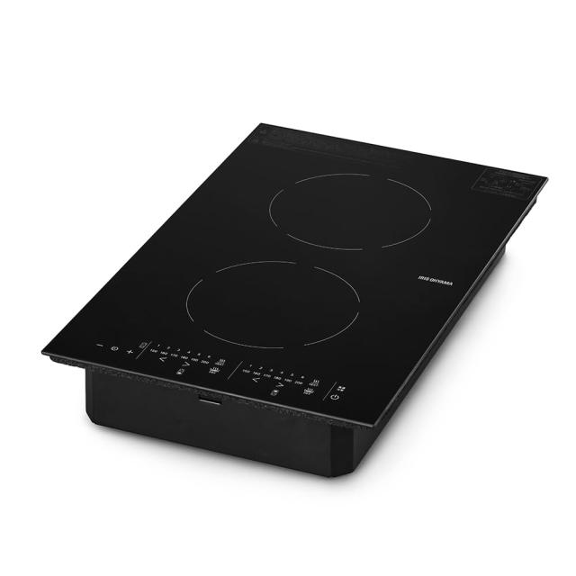 アイリスオーヤマ 2口ビルトインIH デザインタイプ IHC-BFL221-B ブラック