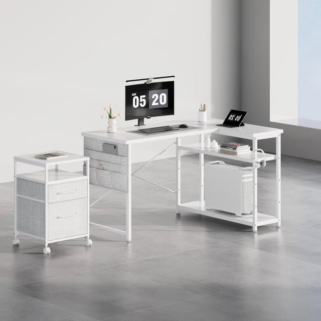 M2224-114-76】デスク l字デスク pcデスク右棚左棚 幅107cm 机・ 【