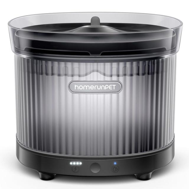 Homerunpet 完全コードレスペット用自動給水器 充電式 一ヶ月充電不要 ワイヤレスポンプ 大容量2L LEDライト 3つの給水モード 組み立て簡