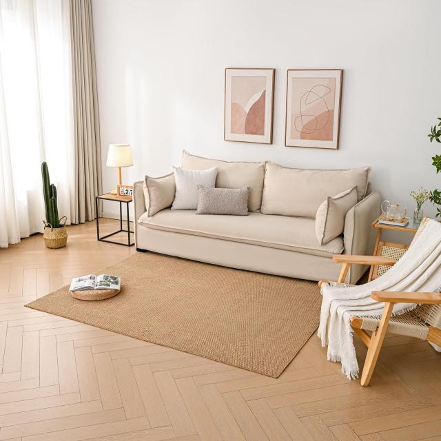 【FLIIRITAIA】カーペット ブラウン 約2畳 リネン風素材 洗える カーペット ブラウン 185×185cm 約2畳 リネン風素材 洗える 滑り止め