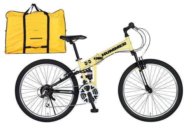 HUMMER(ハマー) FD-ATB2618Wsus ベージュ 26インチ収納バッグセット ベージュ 26インチ 折りたたみ式マウンテンバイク Wサスペンション搭