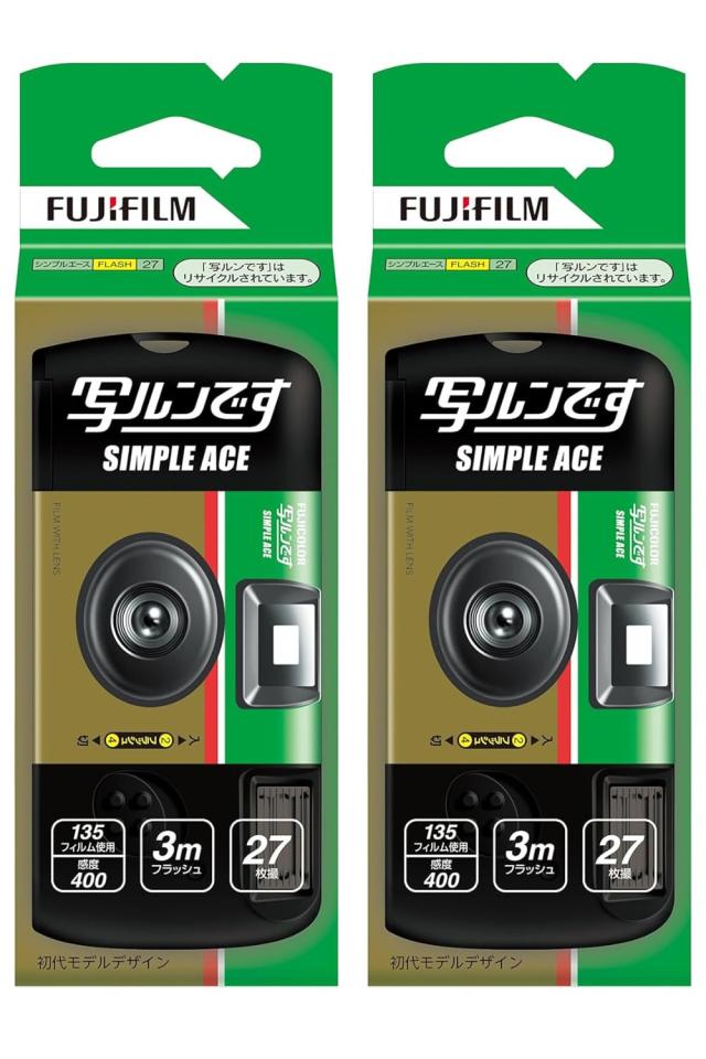 富士フイルム製 写ルンです シンプルエース コンパクト 使い捨てカメラ 初期モデルデザイン 27枚 フィルムカメラ レトロ インスタントカ