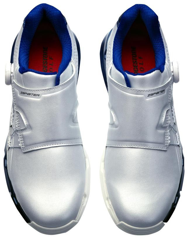 ブリヂストン スパ イクレスゴルフシューズ ゼロ・スパ イク バイター ツアー SH2401 メンズ シルバー/ブルー 24.5cm 3E