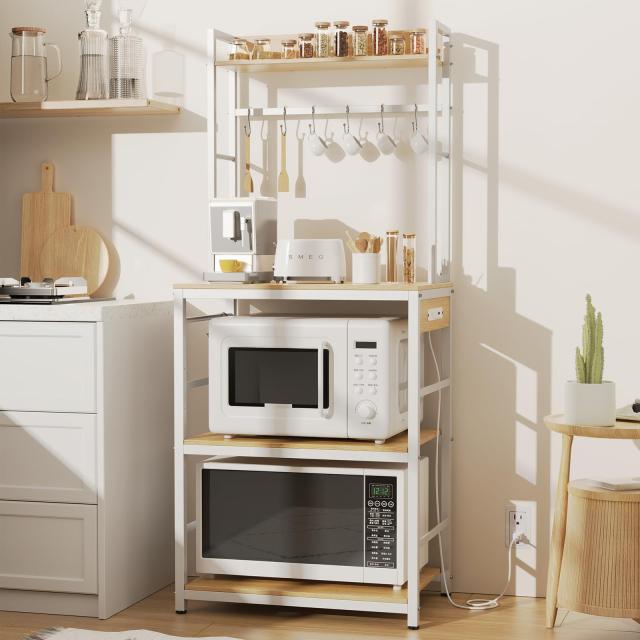 DOMICON キッチンラック レンジ台 食器棚 大型レンジ対応 幅60CM×高さ149×奥行40 オープンラック 本棚 キッチン収納 ラック 木製 おしの通販は