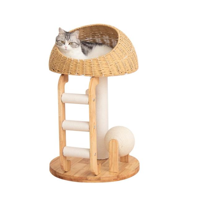 タワー木製 キャット タワー 低め おしゃれ LULUCAT キャットタワー