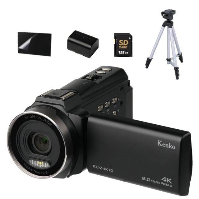 ケンコー ビデオカメラ 4K KC-Z4K10 光学3倍ズーム＆フィルム＆SDカード＆三脚＆バッテリー（合計5点セット）の通販は