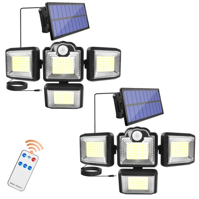 Catury ソーラーライト 2個セット版 屋外 人感センサー 分離型 4.7m延長コード 192LED 350ルーメン 2,400mAh電池 IP65 3つ点灯モード 360