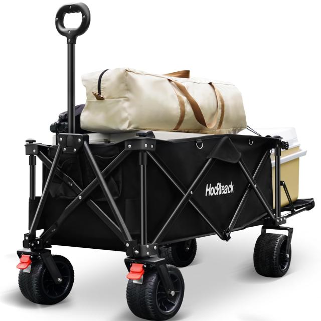 キャリーワゴン 後ろ開け 長物対応 大容量205L 150KG ベアリング搭載の大型ノーパンクタイヤ，ブレーキ付き，アウトドアワゴン 軽量 キャの通販は