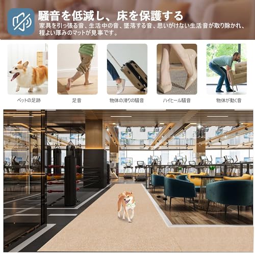 【 限定ブランド】YIDIHO 廊下敷き TPR ラグ 約80×600cm 厚さ4 mm ロングマット 階段マット 廊下マット 防音 ロールマット 無地_1
