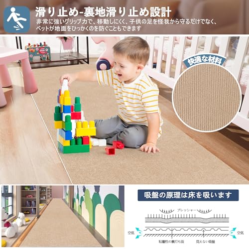 【 限定ブランド】YIDIHO 廊下敷き TPR ラグ 約80×600cm 厚さ4 mm ロングマット 階段マット 廊下マット 防音 ロールマット 無地_2