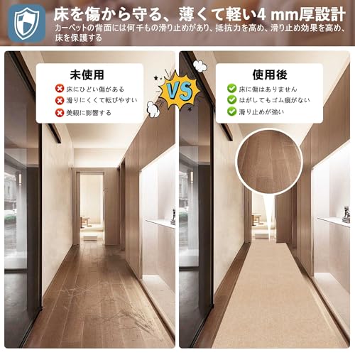 【 限定ブランド】YIDIHO 廊下敷き TPR ラグ 約80×600cm 厚さ4 mm ロングマット 階段マット 廊下マット 防音 ロールマット 無地_3