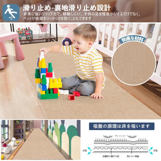 【 限定ブランド】YIDIHO 廊下敷き TPR ラグ 約90×600cm 厚さ4 mm ロングマット 階段マット 廊下マット 防音 ロールマット 無地 その他カーテン・ブラインド