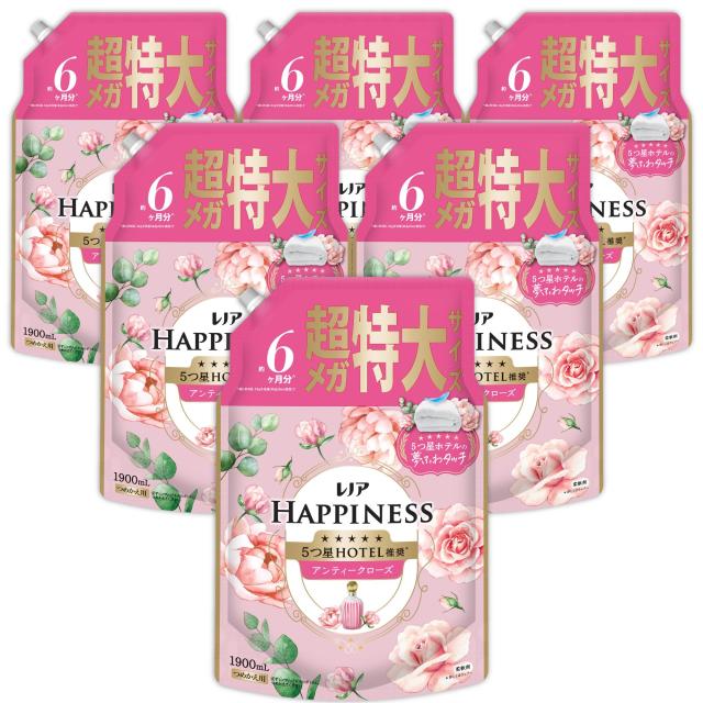 レノア ハピネス 夢ふわタッチ 柔軟剤 アンティークローズ 詰め替え 1,900mL×6袋 大容量 ケース品