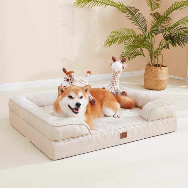 EHEYCIGA 犬 ベッド 冬 ペットベッド 防水 猫 ベッド 洗える 犬用 クッション 高反発 取り外せるカバー 滑り止め オールシーズン 中型犬 の通販は