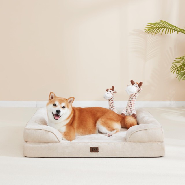 EHEYCIGA 犬 ベッド 冬 ペットベッド 防水 猫 ベッド 洗える 犬用 クッション 高反発 取り外せるカバー 滑り止め オールシーズン 中型犬 の通販は