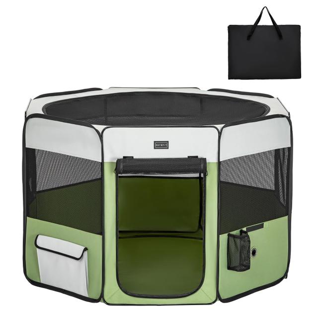 Petsfit 犬 サークル ペットサークル 八角形 ドッグハウス 【パッと開いてすぐ使える】 猫の産屋 猫の分娩室 折りたたみ 犬猫兼用 メッシ