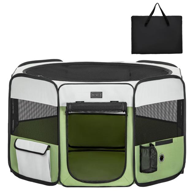 Petsfit 犬 サークル ペットサークル 八角形 ドッグハウス 【パッと開いてすぐ使える】 猫の産屋 猫の分娩室 折りたたみ 犬猫兼用 メッシ