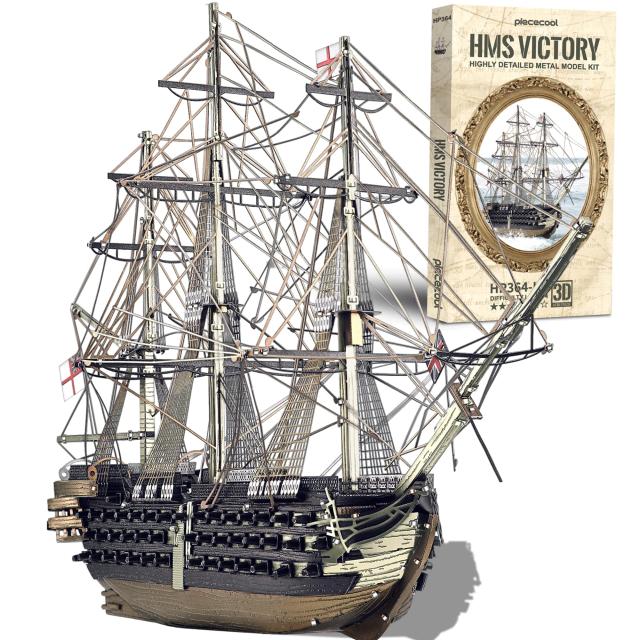 Piececool(ピースクール) 立体パズル 金属製 ヴィクトリー号 イギリス海軍の104門1等戦列艦 メタリックナノパズル 3dパズル 組み立て必要