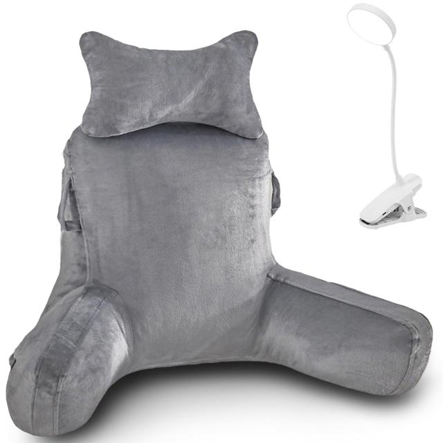 LIWEGHT 読書用枕、大型バックピロー、シュレッダーメモリーフォーム付きベッド用サポートピロー、アーム付きベッドチェア用のシットアッ