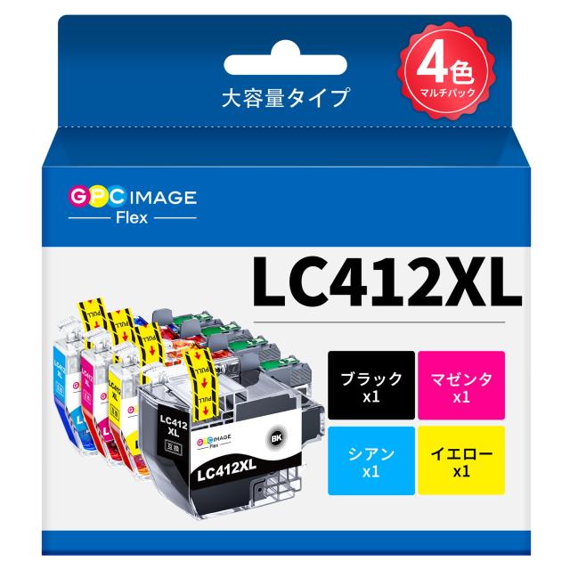 GPC Image Flex LC412XL 4本セット 互換インクカートリッジ LC412-4PK ブラザー (Brother) 対応 LC412BK インク 対応型番: MFC-J7100CDW
