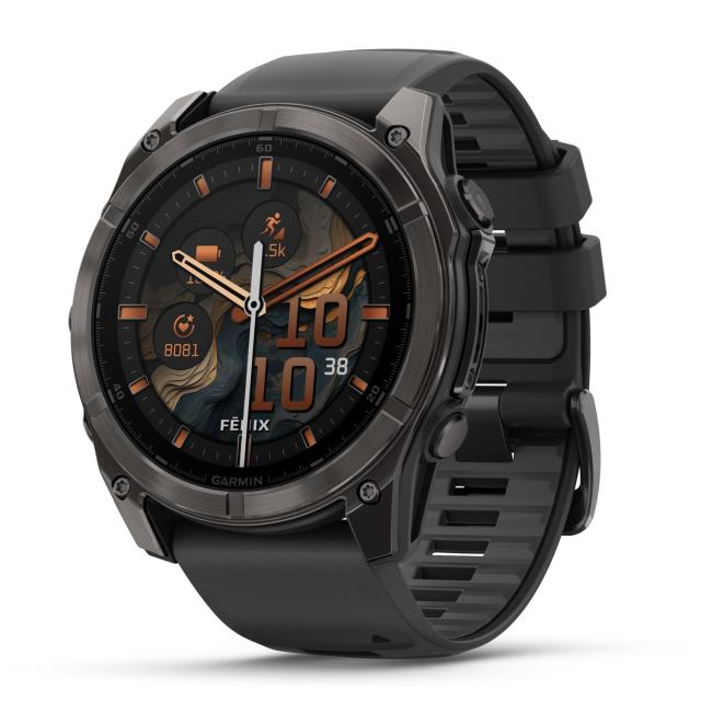 ガーミン(GARMIN) フラッグシップモデル fenix 8 Sapphire AMOLED 51mm Ti Carbon Gray DLC/Black マルチスポーツGPSウォッチ【AMOLEDデ