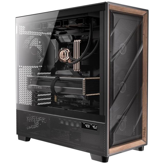 ANTEC PCケース FLUX PRO ブラック 木材と強化ガラスパネルを使用した冷却型フルタワーPCケース Antec Full Tower Case FLUX Pro BLACK