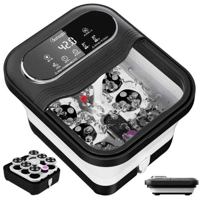 Carbagjoy折り畳め電動式 足湯器 足湯 フットバス 保温 浴剤可 10L大容量 温度調節 タイマー 赤光 減菌 バブル機能 静音設計 24個の電動の通販は