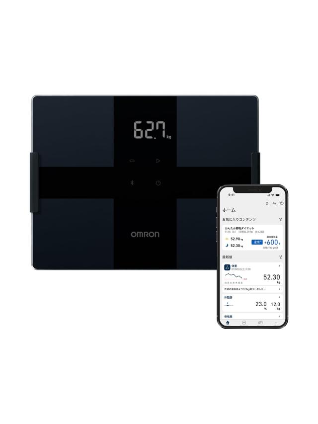 オムロン 体重 体組成計 カラダスキャン ブラック KRD-503T-BK スマホ連動 データ自動転送 自動認識 乗るだけで測定開始 内臓脂肪レベル