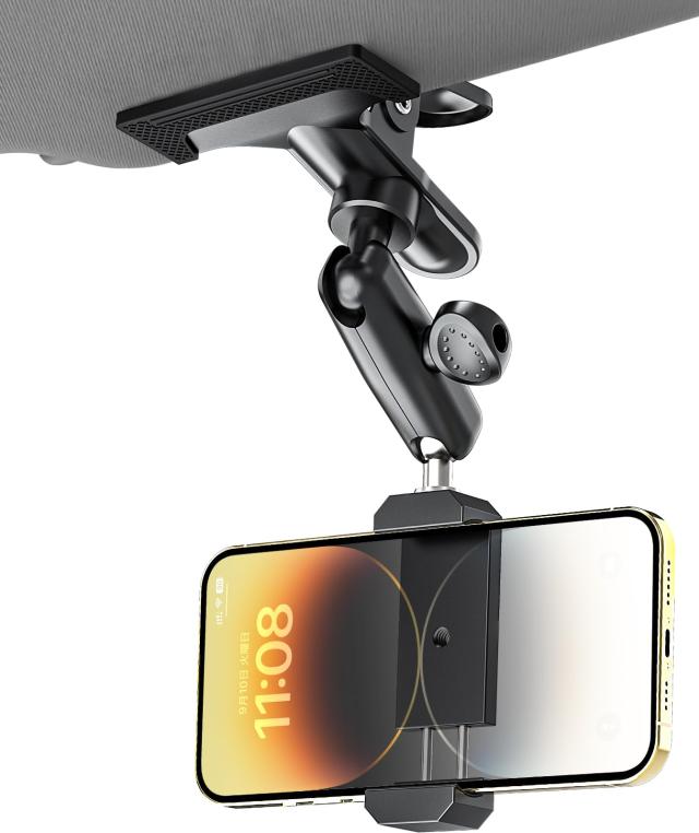 【最新進化金属製クリップ式】Dosvsi 車 サンバイザー スマホホルダー 車載ホルダー 頑丈金属製 クリップ 車載携帯電話ホルダー ユニバーの通販は 4,876円