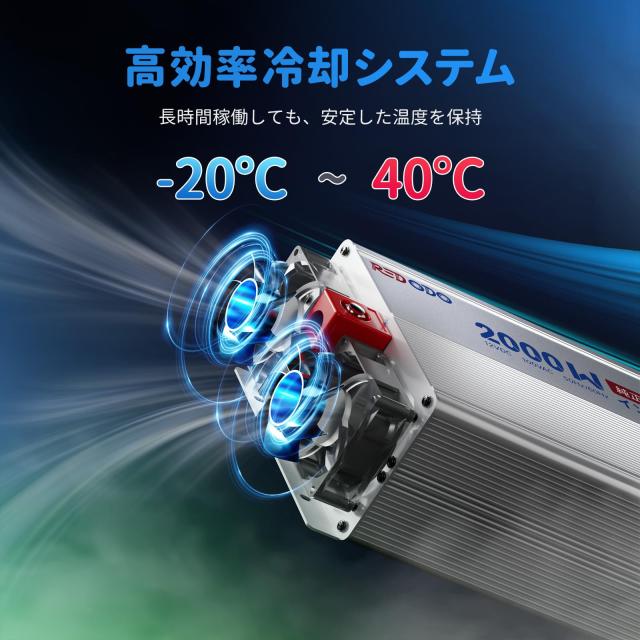 Redodo 2000W インバーター 純正弦波 12V DCから100V AC変換 高効率90% ピーク4000W LCDモニター搭載 LiFePO4バッテリー対応 過電圧・過_3
