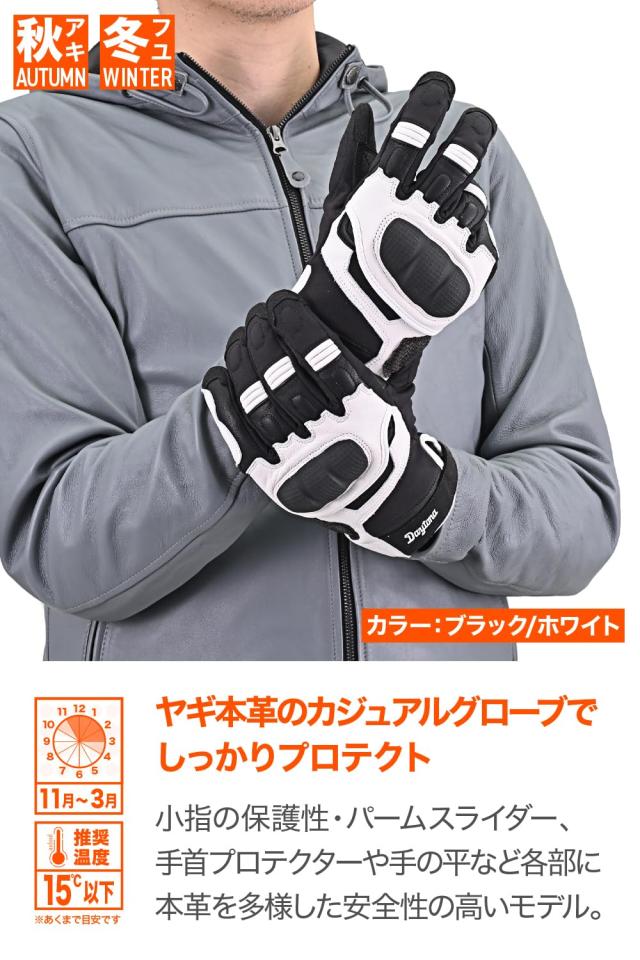 デイトナ(Daytona) バイク用 グローブ 秋冬 手のひら本革(ヤギ革) 防水 防風 ハードプロテクター スマホ対応 コンフォート ウインターグ_1