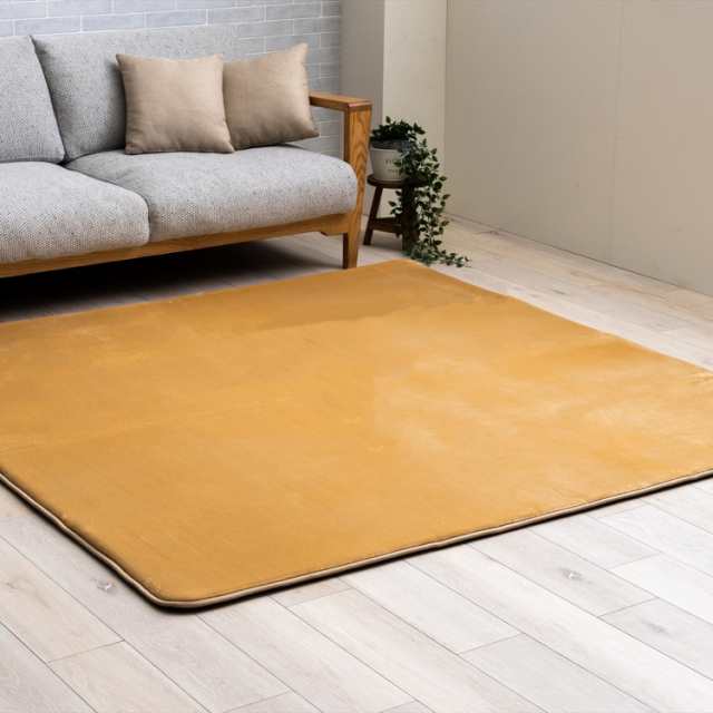 イケヒコ ラグ カーペット マット ホットカーペット対応 ボリューム 正方形 ウード ベージュ 約185×185×2.3cm 洗える 2畳用 はっ水 水